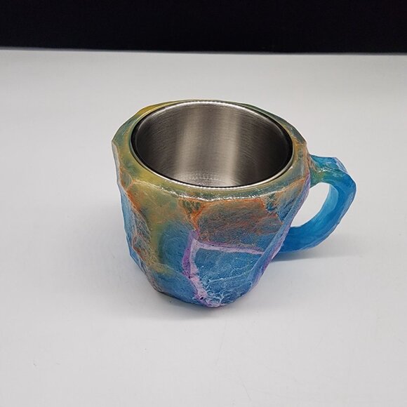 Mineral Crystal Resin Mug Blue Yellow Purple Mineral Crystal Coffee Mug - Picture 2 of 8